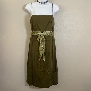 Vintage 90s Grunge Green Cotton Blend Fairy Bow Slip Babydoll Dress 10‎ Party